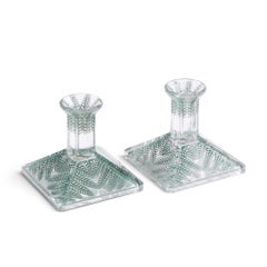 René Lalique Fougeres Glass Candleholder - Pair