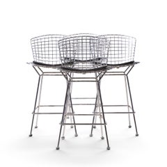 Harry Bertoia for Knoll Mid Century Chrome Bar Stools - Set of 4