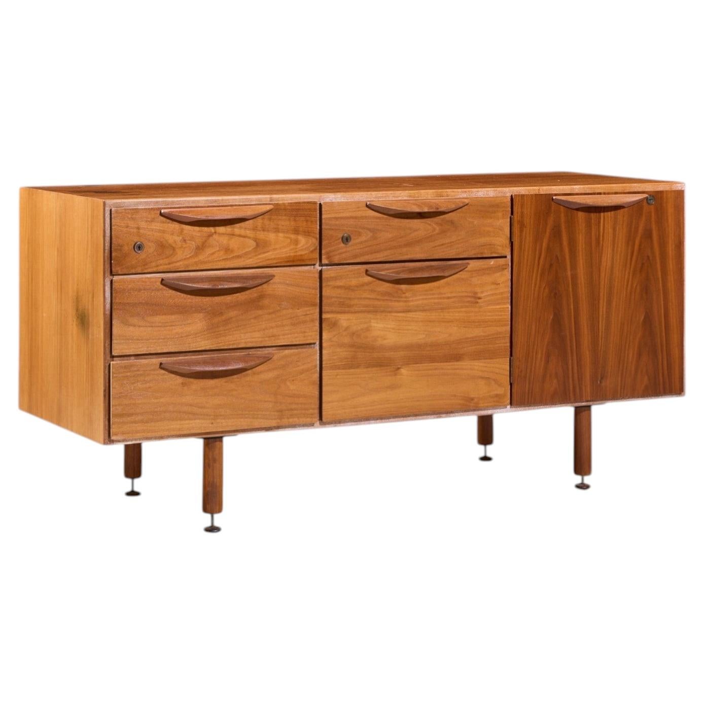 Jens Risom Mid Century Walnut Credenza For Sale