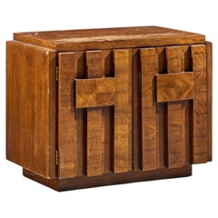 Lane Staccato Brutalist Mid Century Walnut Nightstand
