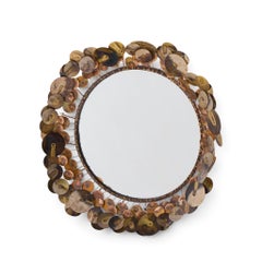 Curtis Jere Brutalist Mid Century Signed Raindrops Metal Wall Mirror