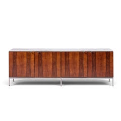Florence Knoll Mid Century Rosewood Marble and Chrome Executive Cabinet Credenza