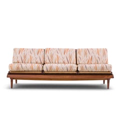 Divano modulare a 3 posti in teak e vimini, modello 161 di Hans Olsen, stile danese della metà del secolo