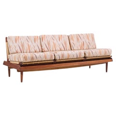 Divano modulare a 3 posti in teak e vimini, modello 161 di Hans Olsen, stile danese della metà del secolo