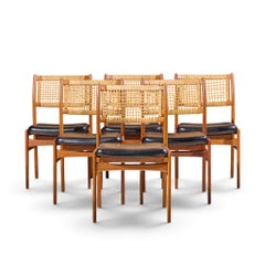 Sylve Stenquist für Dux: Esszimmerstühle im Mid-Century-Stil aus Teakholz und Rattan – 6er-Set