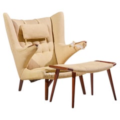 Hans Wegner for AP Stolen AP19 Mid Century Papa Bear Chair and Ottoman