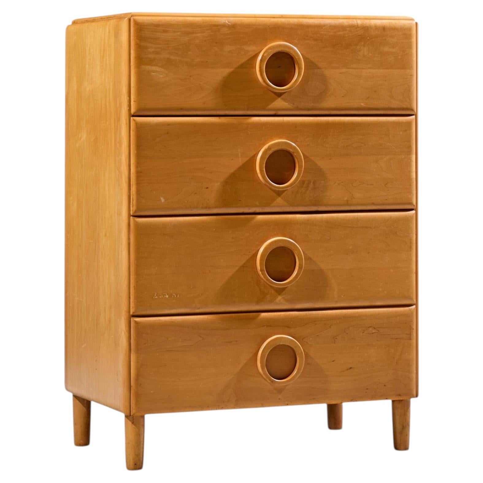 Russel Wright for Conant Ball Mid Century Maple Highboy Dresser For Sale