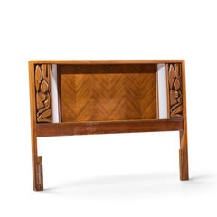 United Tiki Brutalist Mid Century Walnut Queen Headboard