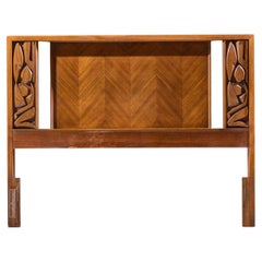 United Tiki Brutalist Mid Century Walnut Queen Headboard