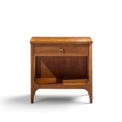 Broyhill Brasilia Mid Century Walnut and Brass Nightstand