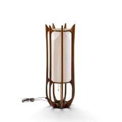 Modeline Model 635 Mid Century Sculptured Walnut and Brass Table Lamp