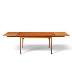 Mesa de comedor danesa de teca de mediados de siglo de Sibast, diseñada por Arne Vodder, con 2 extensiones