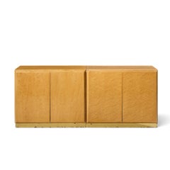 Milo Baughman for Thayer Coggin Mid Century Birdseye Maple and Brass Credenza