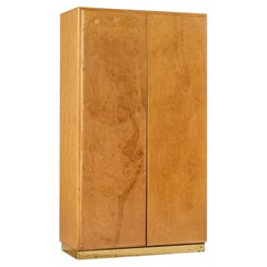 Milo Baughman for Thayer Coggin Mid Century Birdseye Maple and Brass Armoire