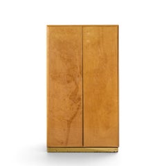 Milo Baughman for Thayer Coggin Mid Century Birdseye Maple and Brass Armoire