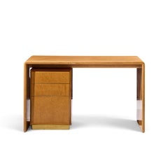 Milo Baughman for Thayer Coggin Mid Century Birdseye Maple and Brass Desk