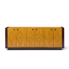 Credenza in legno di radice in stile Milo Baughman, metà del secolo