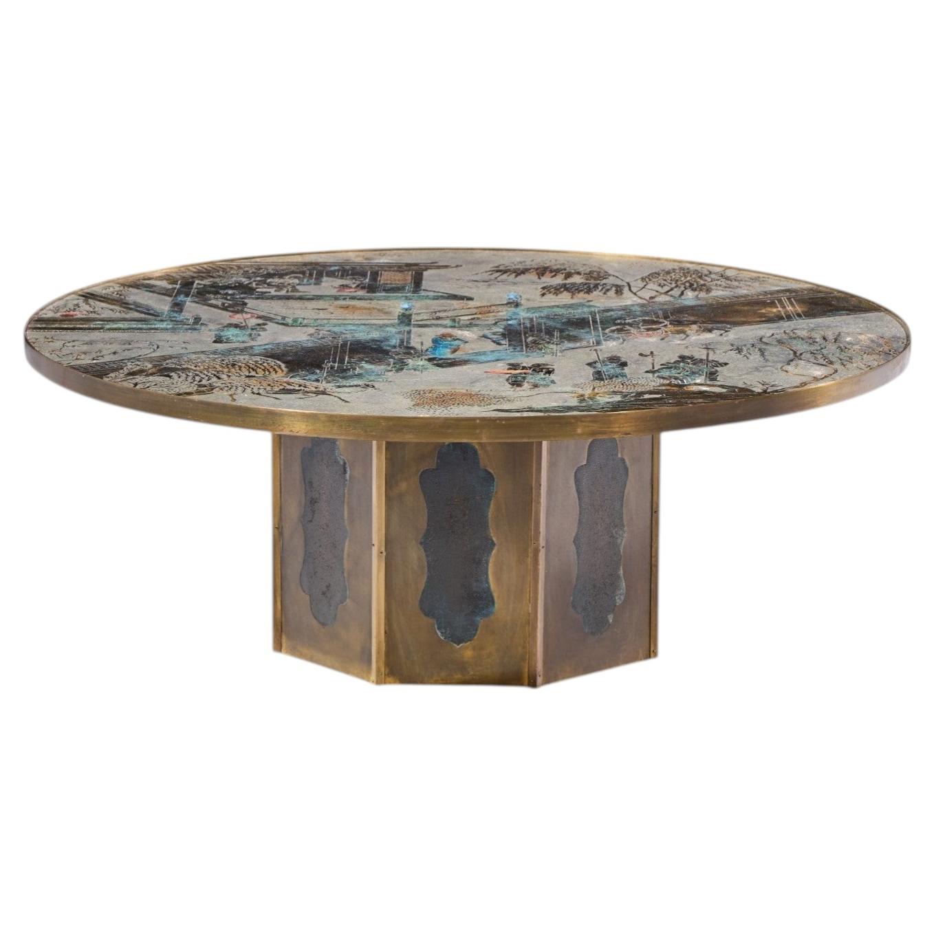 Philip and Kelvin LaVerne Mid Century Chan Bronze Coffee Table
