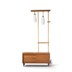 Mid Century Walnut and Brass Wall Unit Room Divider