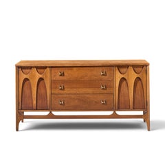 Broyhill Brasilia Mid Century Walnut and Brass Credenza
