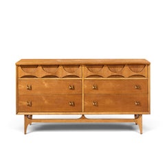 Broyhill Brasilia Mid Century Walnut and Brass 6 Drawer Dresser