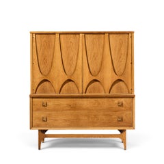 Broyhill Brasilia Mid Century Walnut and Brass Gentlemans Chest Highboy Dresser
