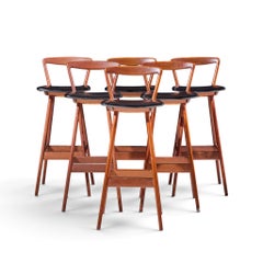 Rosengren Hansen for Brande Møbelfabrik Mid Century Teak Barstools - Set of 4
