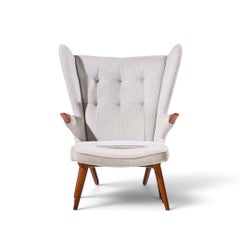 Svend Skipper Model 91 Mid Century Papa Bear Wingback Lounge Chair with Ottoman