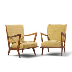 Gio Ponti for Cassina Model 516 Mid Century Walnut Lounge Chairs - Pair