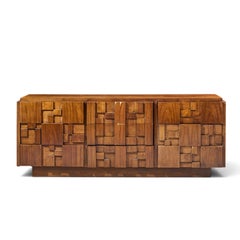 Lane Staccato Brutalist Mid Century Walnut Lowboy Dresser