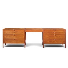 Florence Knoll for Knoll Mid Century Walnut 3-Piece Vanity Set