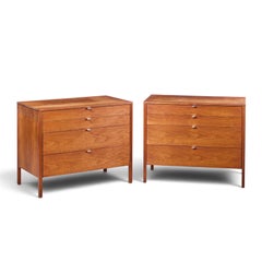 Florence Knoll for Knoll Mid Century Walnut Chest of Drawers Dresser - Pair