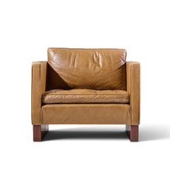 Mies Van Der Rohe for Knoll Mid Century Walnut and Leather Lounge Chair