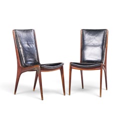 Vladimir Kagan for Dreyfuss VK 101 Mid Century Walnut Sling Chairs - Pair