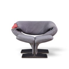 Pierre Paulin for Artifort Mid Century Ribbon Chair and Ottoman