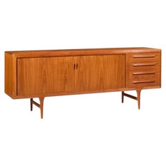 Kofod-Larsen - Faarup Møbelfabrik Mid Century Danish Teak Tambour Door Credenza