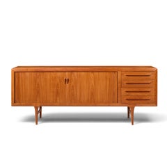 Kofod-Larsen - Faarup Møbelfabrik Mid Century Danish Teak Tambour Door Credenza