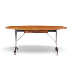 Imperial Mid Century Oval Walnut and Chrome Desk