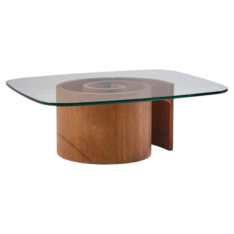 Vladimir Kagan Mid Century Walnut Snail Coffee Table