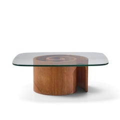 Vladimir Kagan Mid Century Walnut Snail Coffee Table