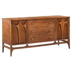 Broyhill Brasilia Mid Century Walnut and Brass Credenza