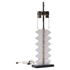 René Lalique Feuilles French Crystal Table Lamp