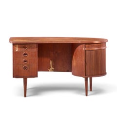 Kai Kristiansen for Feldballes #54 Mid Century Danish Teak Tambour Door Desk