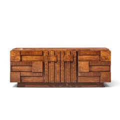 Lane Staccato Mid Century Walnut Brutalist Lowboy Dresser