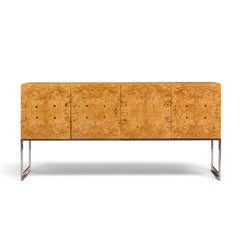 Milo Baughman for Thayer Coggin Mid Century Burlwood and Chrome Credenza