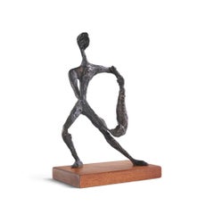 Simon Gordon, scultura in ferro in stile brutalista della metà del secolo: “Uomo con pesce”