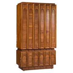 Tobago Brutalist Mid Century Walnut Armoire Dresser