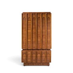 Tobago Brutalist Mid Century Walnut Armoire Dresser