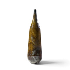 Gertrud & Otto Natzler Cat's Eye Reduction Fired Glaze Cylindrical Tall Bottle