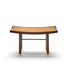 Michael Taylor für Baker Far East Collection: Hocker aus Rattan und Mahagoni im Mid-Century-Stil